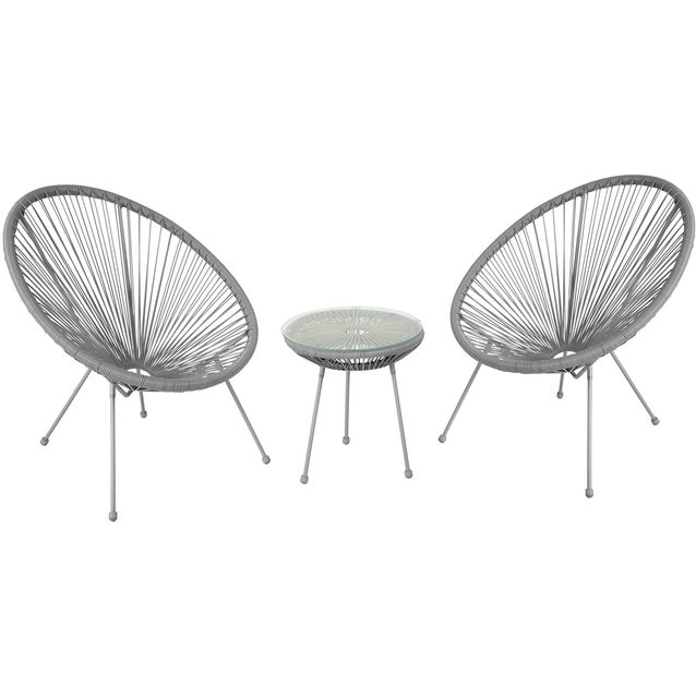 Parvekesetti Home4you Como (2 tuolia + pöytä) harmaa