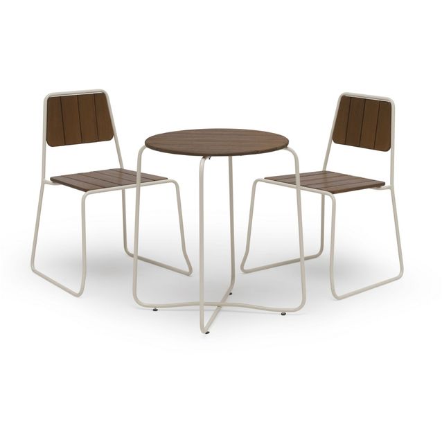 Parvekesetti Sheffield, Ø67cm pöytä, 2 tuolia, ruskea