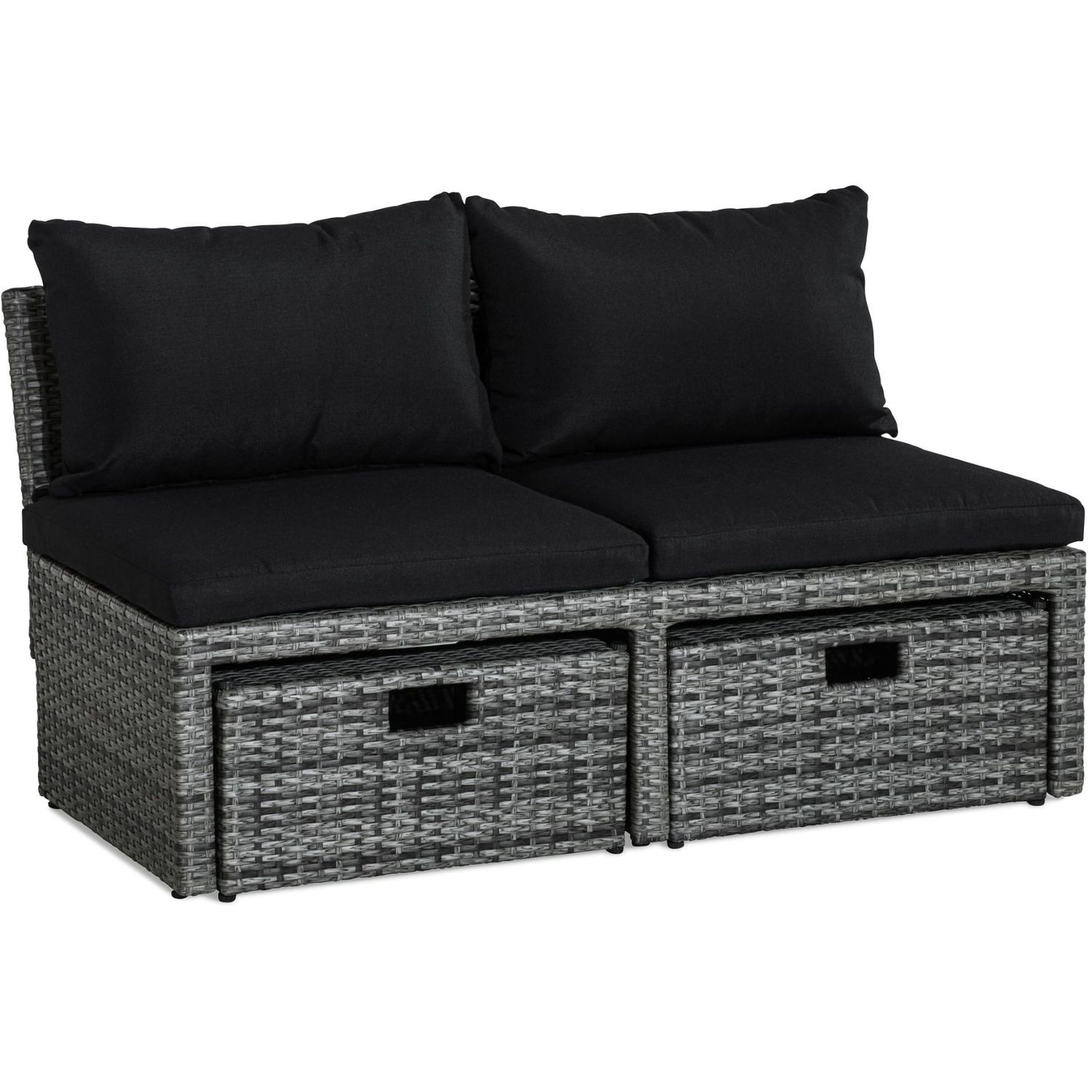 Sohva Bahamas 2-istuttava sisään työnnettävät rahit tummanharmaa/musta