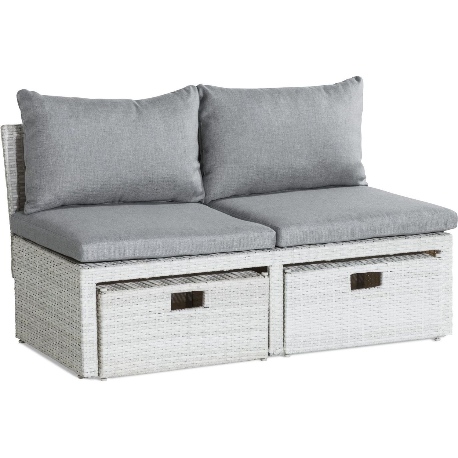 Sohva Bahamas 2-istuttava sisään työnnettävät rahit valkoinen/harmaa