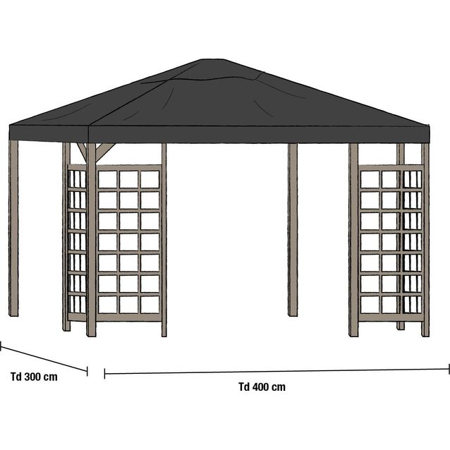 Paviljongin katto Hov 3.5x3.5m musta