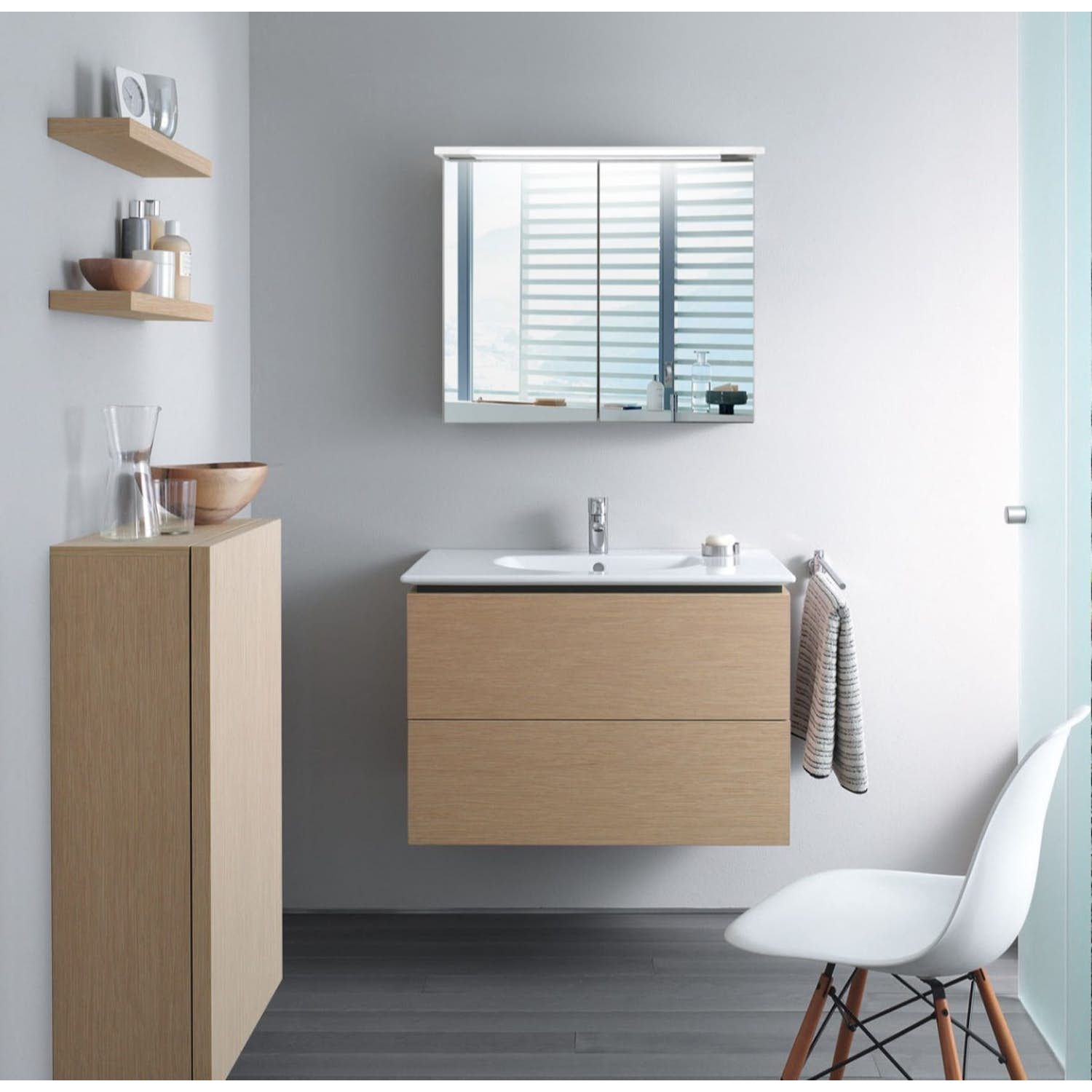 Peilikaappi LED-valaisimella Bathlife Glänsa 800 mm valkoinen