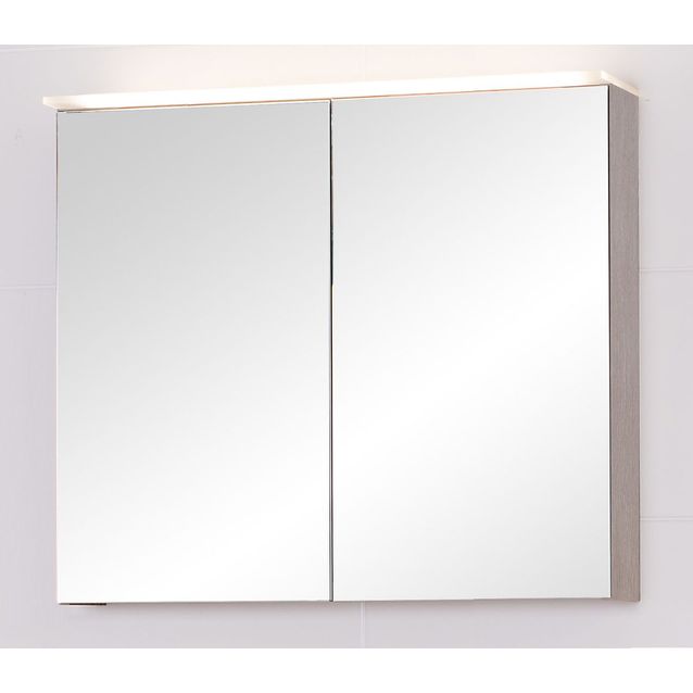 Peilikaappi Finnmirror 80 valolipalla ja vikavirtapistorasialla harmaa tammi