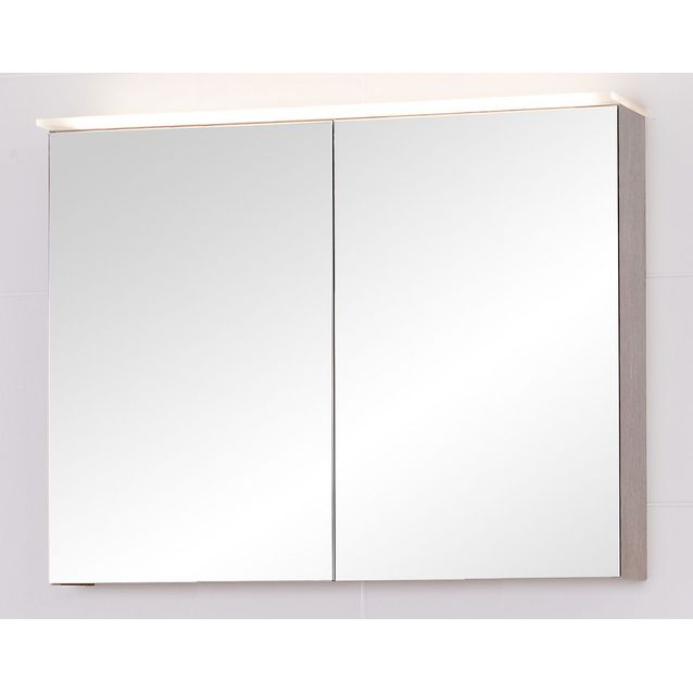 Peilikaappi Finnmirror 90 valolipalla ja vikavirtapistorasialla harmaa tammi