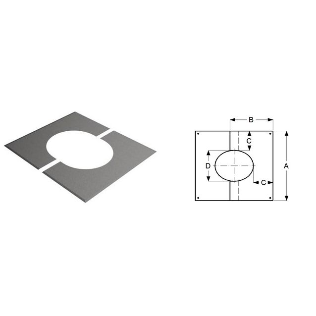 Peitekaulus Schiedel Permeter Smooth suora 36-45° Ø 150 mm hormille, musta