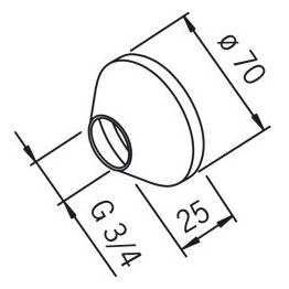 Peitelaippa Oras 203504 G3/4xØ 70 mm kromi