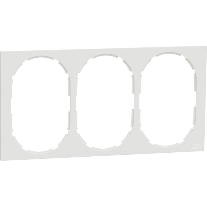 Peitelevy Schneider Electric ELKO One, 3-osainen 2-pistorasialle, 3x soikea aukko, valkoinen