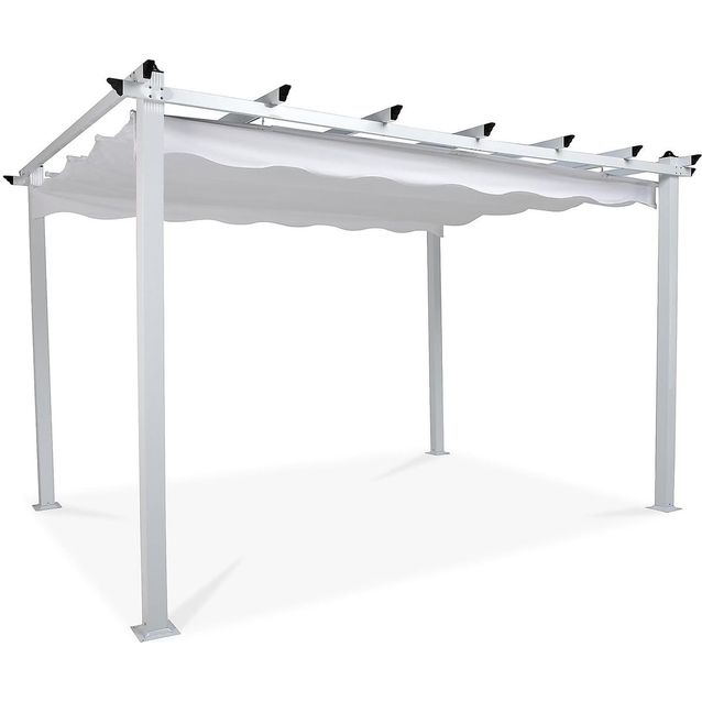 Pergola 395x395 m laskostettava katto valkoinen