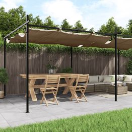 Pergola sisäänvedettävä katto taupe 589x292x230 cm