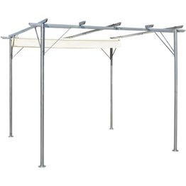 Pergola sisäänvedettävällä katolla 3x3 m teräs kermanvalkoinen