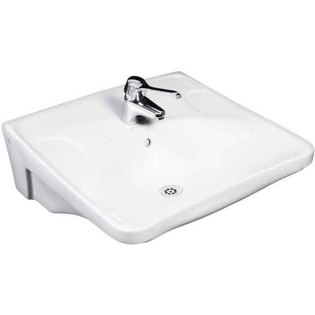 Pesuallas Gustavsberg GBG 740 liikuntarajoitteiselle pulttiasennus 225x600x600 mm valkoinen