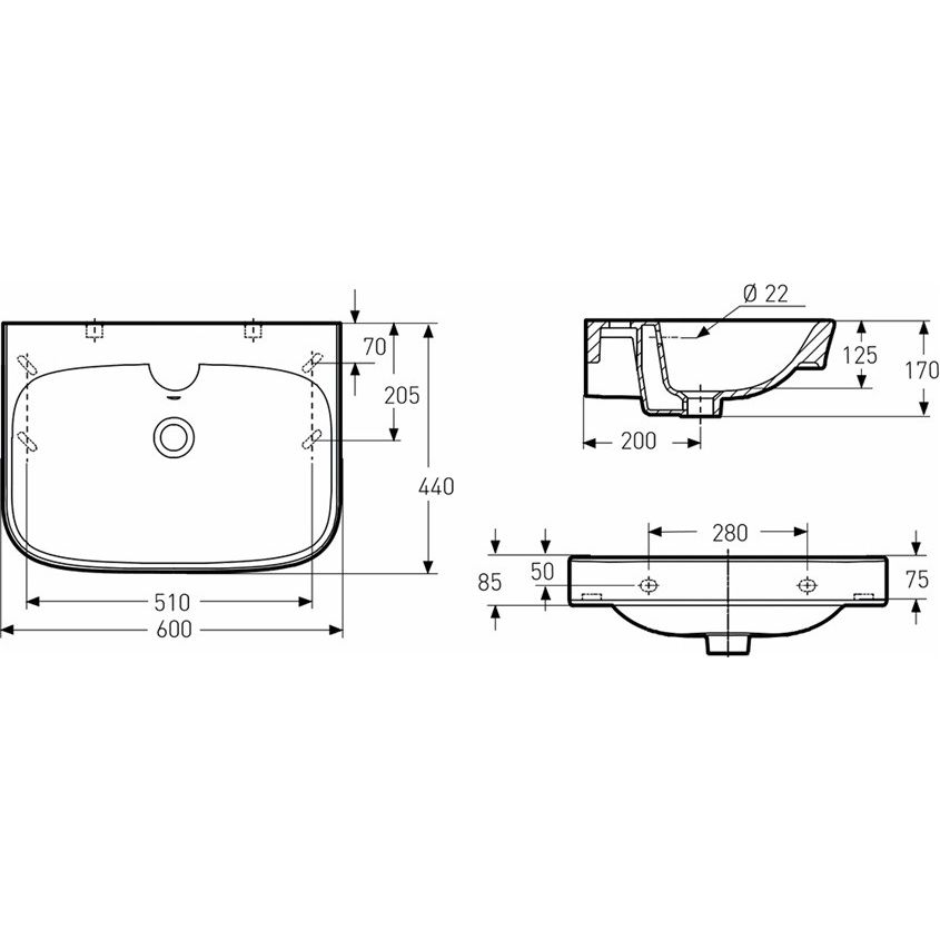 Pesuallas ido Glow 600 kulmikas ylivuotosuojalla ei hanareikää lisäkuva