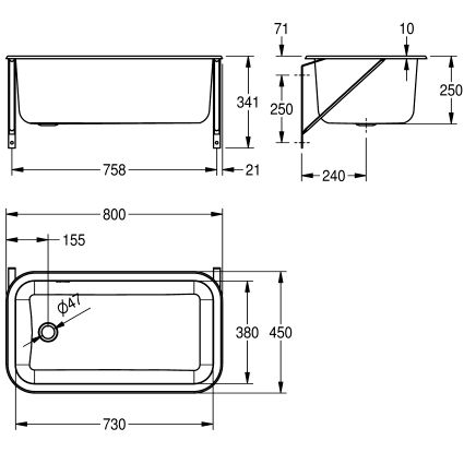 Pesuallas KWC Unnukka 800x450 mm rst mitat