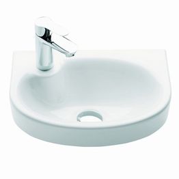 Pesuallas Ido Glow 400 ei ylivuotosuojaa hanareikä vasemmalla