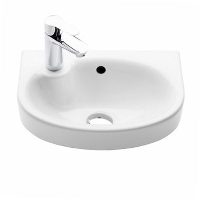 Pesuallas Ido Glow 400 ylivuotosuojalla hanareikä vasemmalla