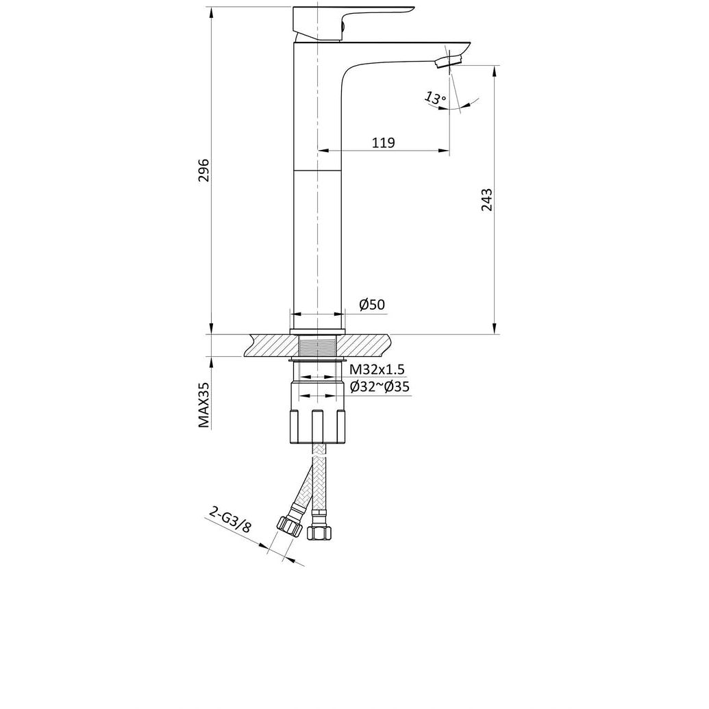 Pesuallashana Bathlife Pärla korkea, messinki lisäkuva 4