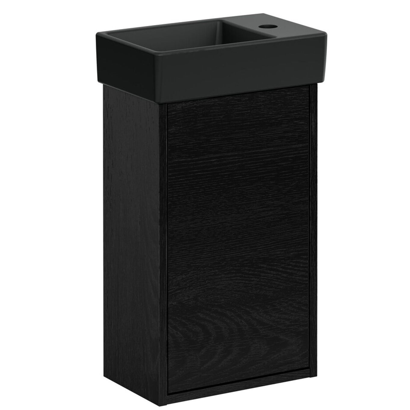 Allaskaappi altaalla Gustavsberg Artic Small, 36x22cm, musta saarniviilu, mattamusta allas, allas vasemmalla