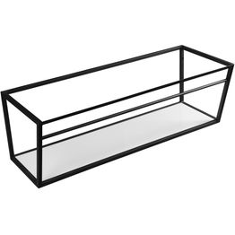 Pesualtaan seinäteline Interia Ska 1200 mm mattmusta hyllytasolla