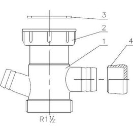 Vesilukon ylivuoto- ja pesukonehaara Prevex Franke, kahdella nokalla