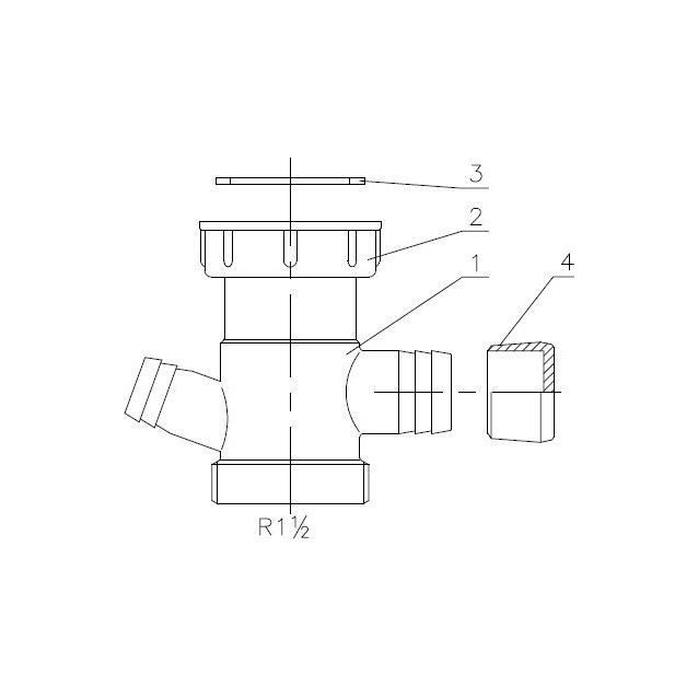 Vesilukon ylivuoto- ja pesukonehaara Prevex Franke, kahdella nokalla