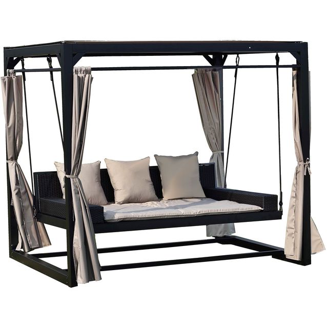 Pihakeinu Home4you Barcelona 3 hlö katoksella ja verhoilla musta/beige