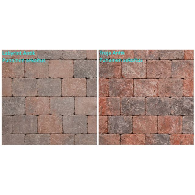 Pihakivi Benders Labyrint/Troja Antik Makro 210x210x50 mm punainen sekoitus