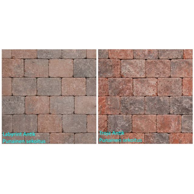 Pihakivi Benders Labyrint/Troja Antik Puolikivi 105x140x50 mm punainen sekoitus