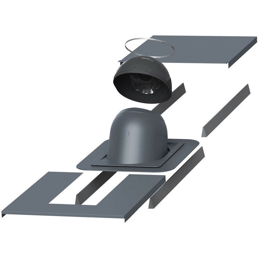 Piippu-läpivienti pyöreälle piipulle Vilpe No. 1, tiili- ja peltikatoille, Ø200–265mm piipuille, harmaa