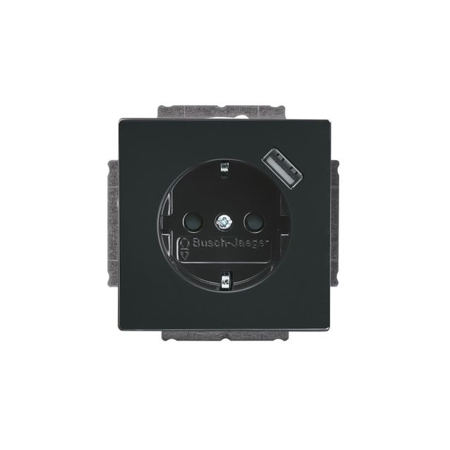 Pistorasia ABB Impressivo - 1S/16A/IP21 UKJ 0X USB antrasiitti