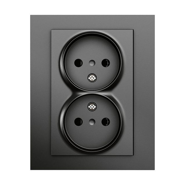 Pistorasia ELKO Plus 2-osainen maadoittamaton/16A/IP20 UPJ musta