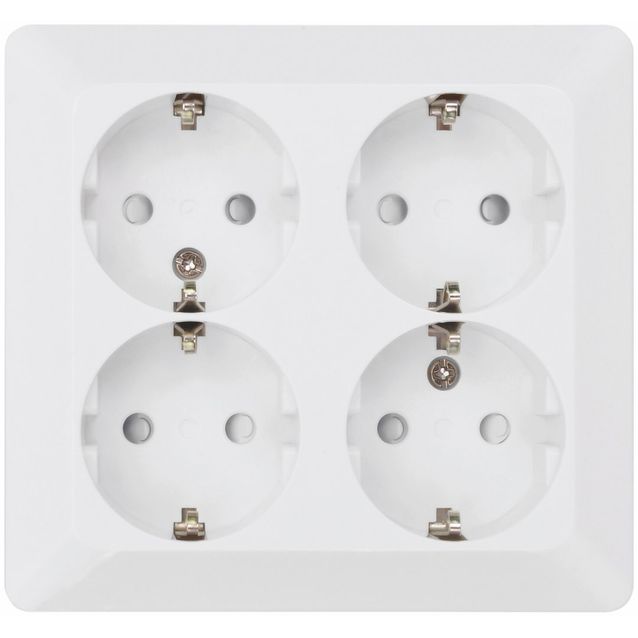 Pistorasia Malmbergs Delta 4-osainen pinta-asennettava IP20 valkoinen