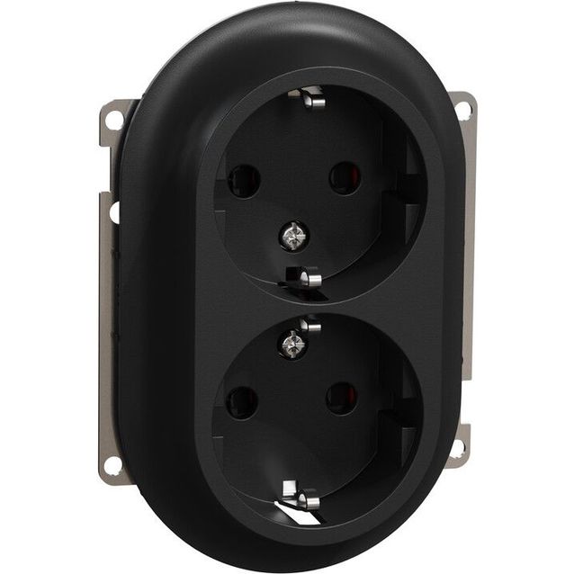 Pistorasia Schneider Electric ELKO One, 2-osainen, 16A, IP21, UKJ, uppoasennus, keskiölevyllä, jousiliitos