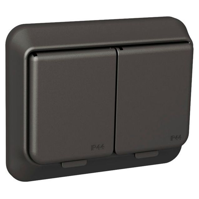 Pistorasia 2S/16A/IP44 UPJ 2X antrasiitti Exxact 2530032