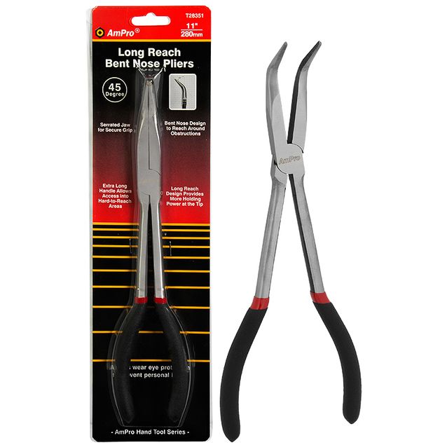 Pitkät taivutetut kärkipihdit AmPro 280 mm