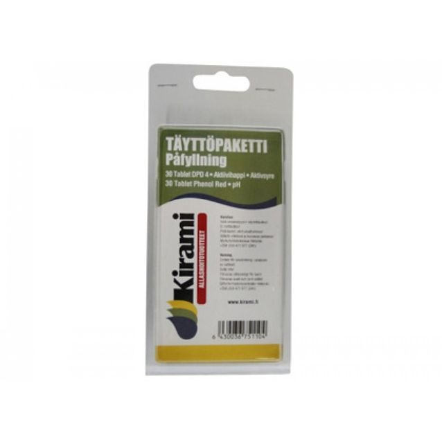 Pooltester Kirami lisätabletit pH:n ja hapen mittaamiseen 30 kpl