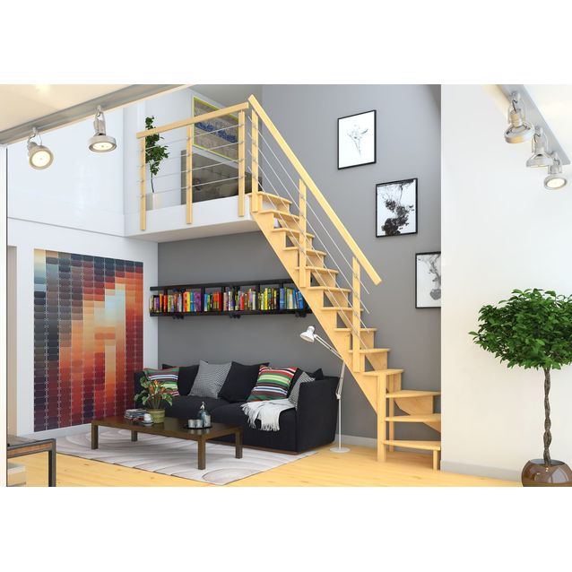 Portaat Dolle Lyon, vasen, kaide vaakasuorilla yksityiskohdilla, käsittelemätön mänty, eri kokoja