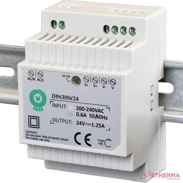 Teholähde POS DIN30W24 24VDC IP20 1.25A 30W
