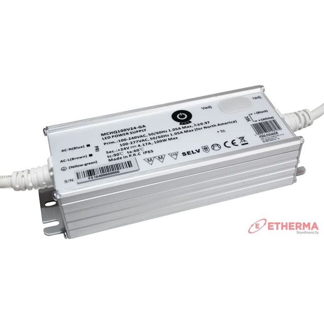 LED-liitäntälaite POS ON/OFF-kytkimellä, 24V, IP65, eri tehoja