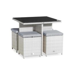 Ruokailuryhmä James 80x80 cm pöytä + 4 rahia valkoinen