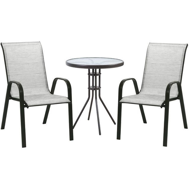 Pöytäryhmä Home4you Dublin pöytä + 2 tuolia hopea ruskea