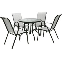 Pöytäryhmä Home4you Dublin, pöytä + 4 tuolia, hopeanharmaa