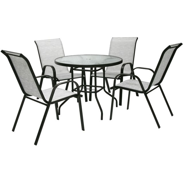 Pöytäryhmä Home4you Dublin pöytä + 4 tuolia hopeanharmaa