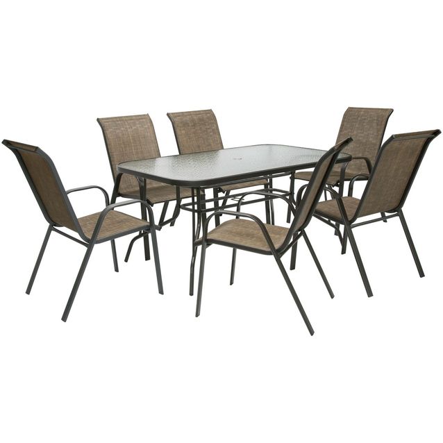 Pöytäryhmä Home4you Dublin pöytä + 6 tuolia kullanruskea