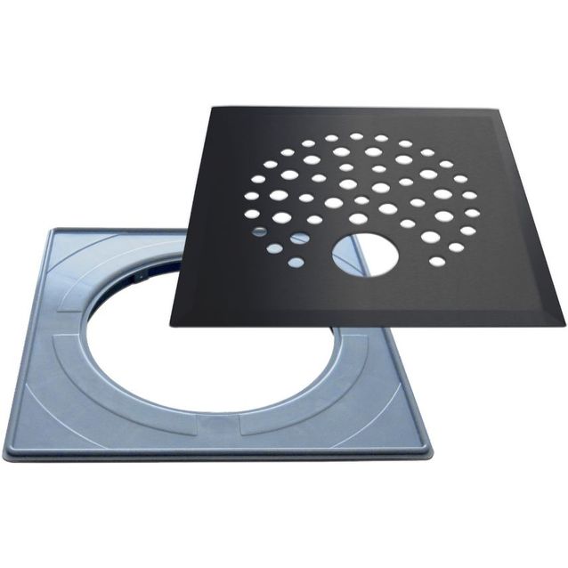 Lattiakaivon kansi PP-tuote Pallo putkelle rst mattamusta vakioasennuskehyksellä 197x197 mm