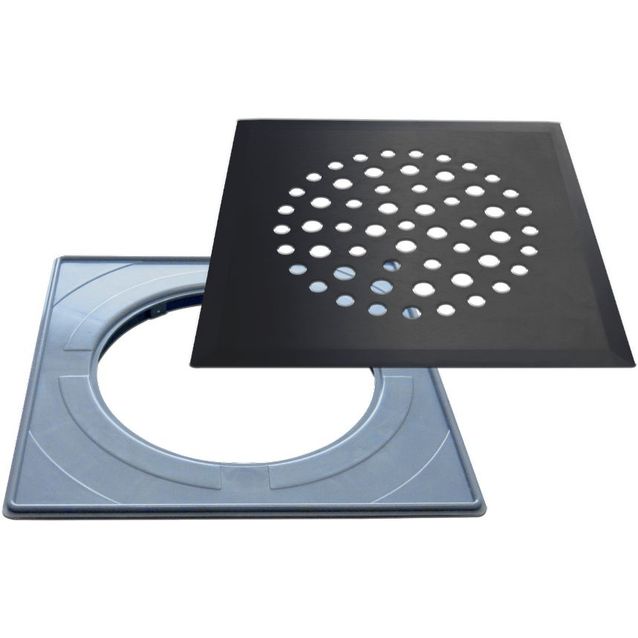 Lattiakaivon kansi PP-tuote Pallo rst mattamusta vakioasennuskehyksellä 197x197 mm