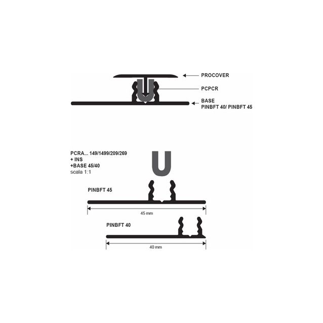 Procover Progress Profiles Insert, 2,7m, kumi