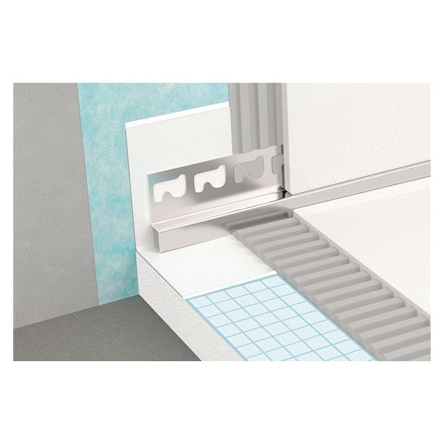 Linjakaivon kaatolista seinän viereen Progress Profiles Proshower Wall 2% kaato 10/12,5x28x1000mm