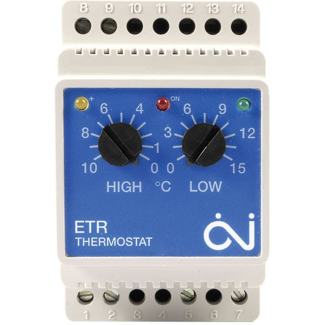 Kaksoistermostaatti Pistesarjat ETR/F-1447A DIN-kisko 16A