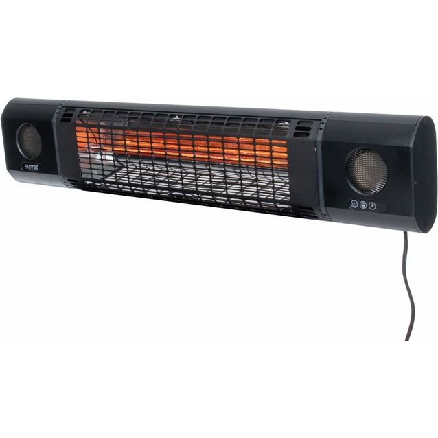 Infralämmitin Pistesarjat Sunred Ultra Sun and Sound Wall, IP54 2000W, musta