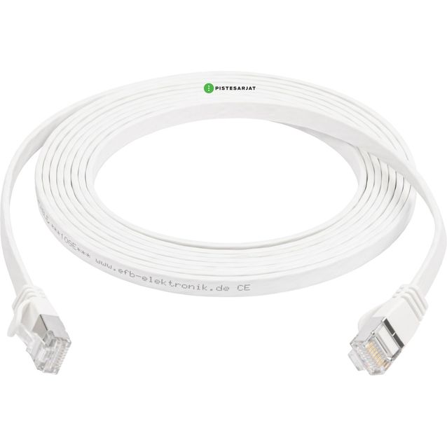 Kytkentäkaapeli Pistesarjat Cat6a U/FTP Latta, valkoinen, eri pituuksia